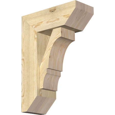 Ekena Millwork Balboa Slat Rough Sawn Bracket w/ Offset Brace, Douglas Fir, 8"W x 20"D x 28"H BKT0806X20X28BOA06RDF